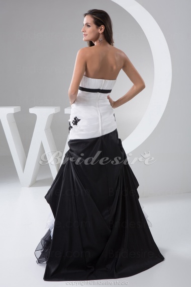 A-line Strapless Floor-length Sleeveless Taffeta Organza Dress