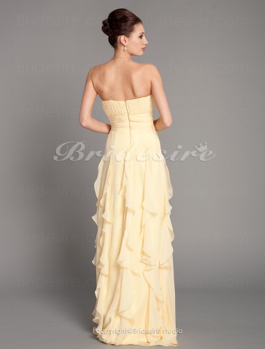 Sheath/Column Floor-length Chiffon Strapless Bridesmaid Dress