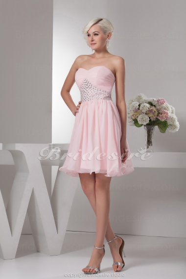 A-line Sweetheart Knee-length Sleeveless Chiffon Dress