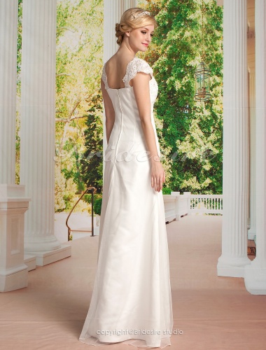 A-line Princess Tulle Satin Floor-length Sweetheart Wedding Dress