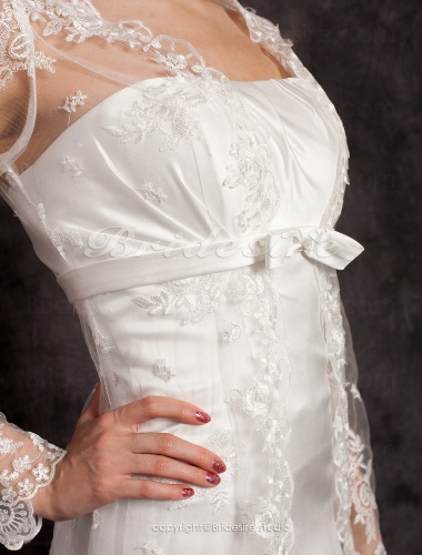 Sheath/ Column Lace Satin Court Train Wedding Dress