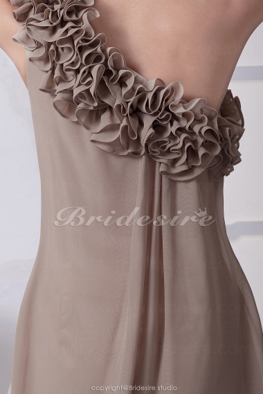 Sheath/Column One Shoulder Knee-length Sleeveless Chiffon Bridesmaid Dress