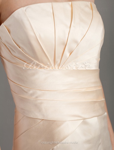 Sheath/Column 3/4 Length Sleeve Strapless Satin Knee-length Homecoming Dress With A Wrap