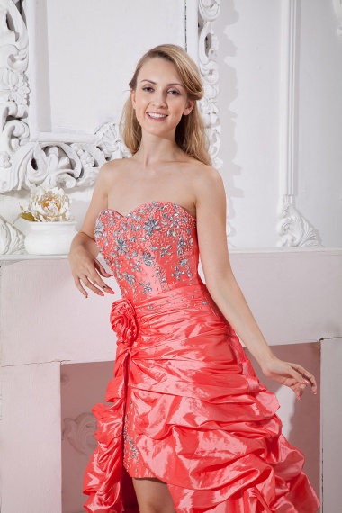 Princess Sweetheart Knee-length Taffeta Evening Dress