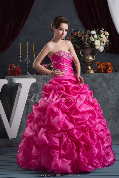 Princess Sweetheart Floor-length Sleeveless Taffeta Dress