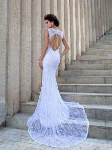 Sheath/Column Sweetheart Sleeveless Lace Wedding Dress