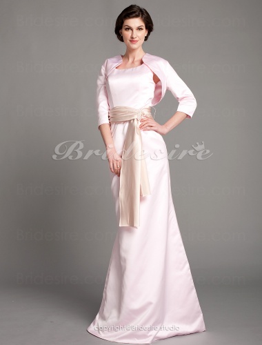 Trumpet/ Mermaid Satin Floor-length Square Mother of the Bride Dress With A Wrap