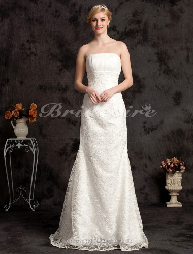 A-line Lace Organza Court Train Sweetheart Wedding Dress