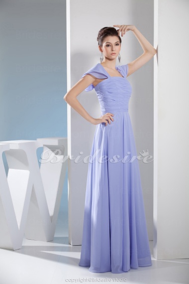 A-line Square Floor-length Short Sleeve Chiffon Mother of the Bride Dress