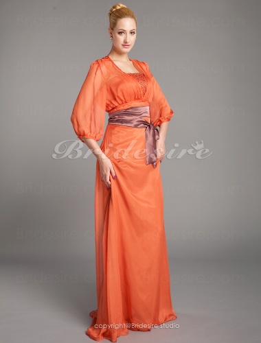 A-line Chiffon Floor-length Strapless Mother of the Bride Dress With A Wrap