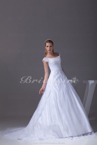 Ball Gown Straps Court Train Sleeveless Lace Wedding Dress