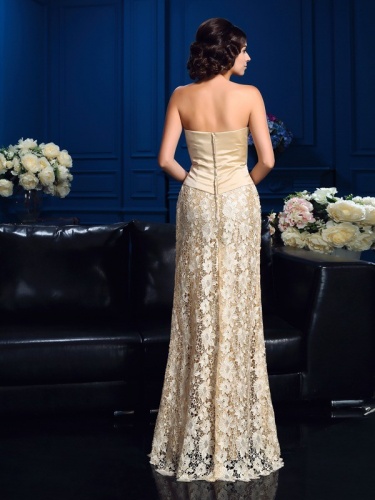 A-line Strapless Sleeveless Lace Mother of the Bride Dress