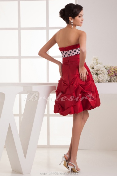 A-line Sweetheart Knee-length Sleeveless Satin Dress