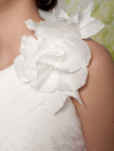 Sheath/ Column Chiffon Floor-length One Shoulder Wedding Dress