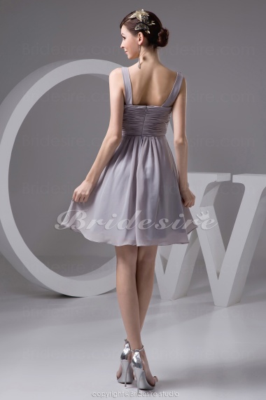 A-line Scoop Short/Mini Sleeveless Chiffon Dress