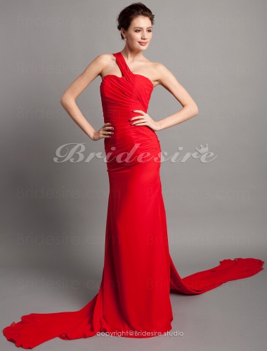 Trumpet/ Mermaid Chiffon Sweep Train One Shoulder Evening Dress inspired by Ksenia Solo