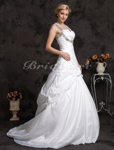 Ball Gown Chapel Train Plus Size Taffeta Sweetheart Wedding Dress