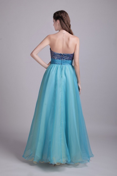 A-line Sweetheart Floor-length Sequins Tulle Prom Dress