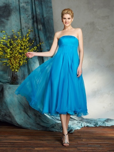 A-line Strapless Sleeveless Chiffon Mother of the Bride Dress