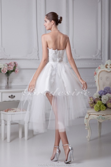 Princess Sweetheart Short/Mini Sleeveless Tulle Satin Wedding Dress