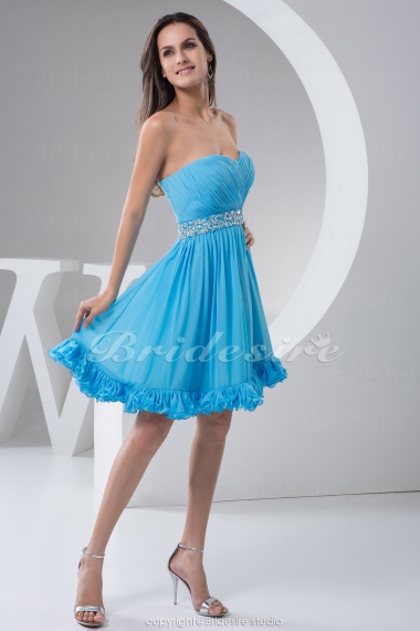 A-line Sweetheart Short/Mini Sleeveless Chiffon Dress