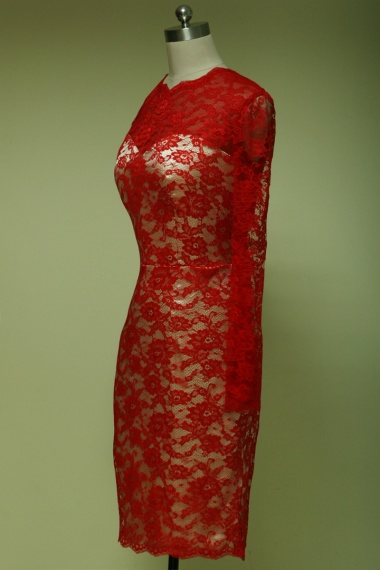 Sheath/Columnn Square Ankle-length Lace Evening Dress