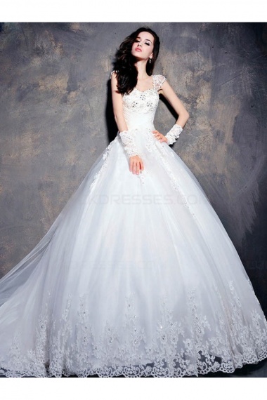 Ball Gown Sweetheart Sleeveless Lace Wedding Dress