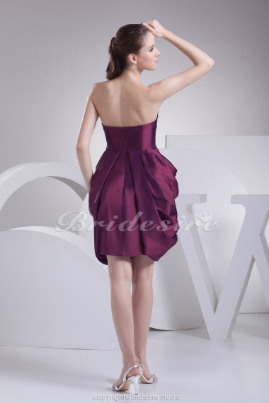 A-line Strapless Short/Mini Sleeveless Stretch Satin Dress