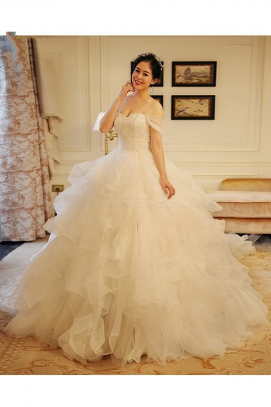 Ball Gown Off-the-shoulder Sleeveless Organza Wedding Dress