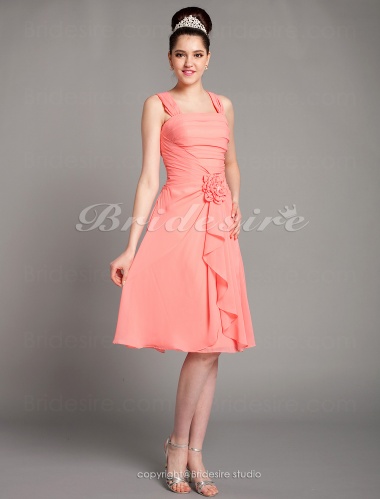 straps chiffon bridesmaid dress knee length line bridesire