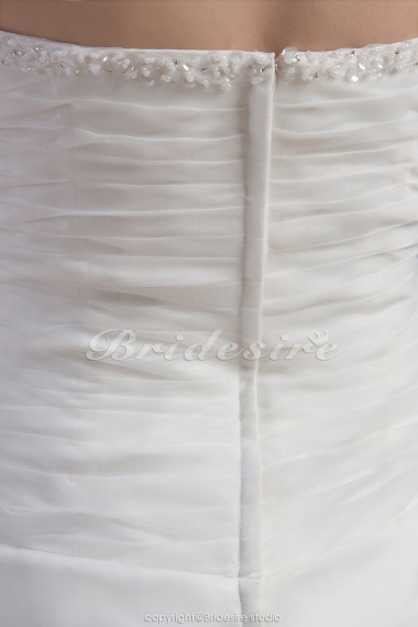 Princess Sweetheart Floor-length Sweep Train Sleeveless Chiffon Satin Wedding Dress
