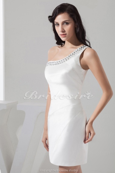 Sheath/Column One Shoulder Short/Mini Sleeveless Satin Dress