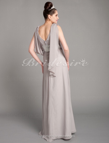 Sheath/ Column V-neck Elastic Satin Chiffon Prom Dress