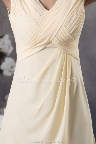 Sheath/Column V-neck Knee-length Short Sleeve Chiffon Dress