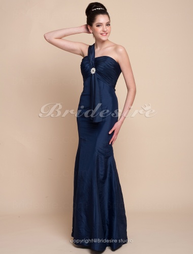Trumpet/ Mermaid Taffeta Floor-length One Shoulder Bridesmaid Dress 