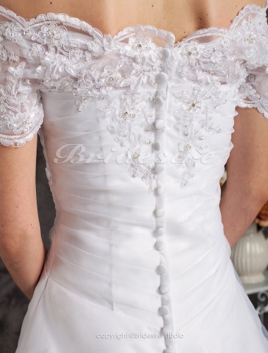 Ball Gown Organza Chapel Train Off-the-shoulder Wedding Dress