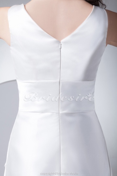 Sheath/Column V-neck Short/Mini Short Sleeve Taffeta Dress