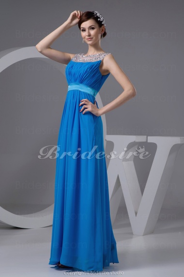 A-line Jewel Straps Floor-length Sleeveless Chiffon Dress