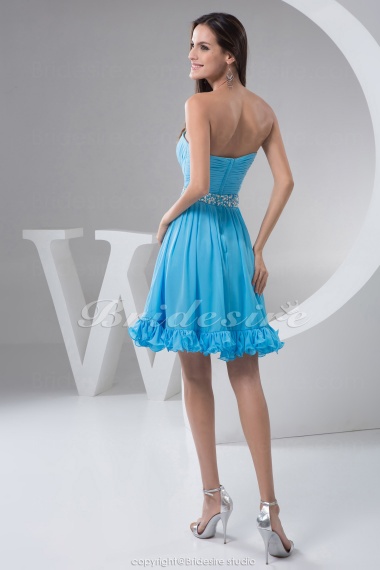 A-line Sweetheart Short/Mini Sleeveless Chiffon Dress
