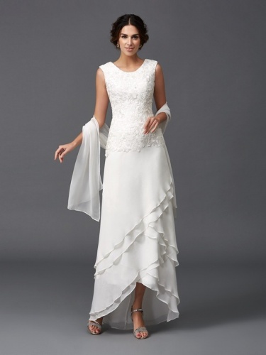 A-line Scoop Sleeveless Chiffon Mother of the Bride Dress