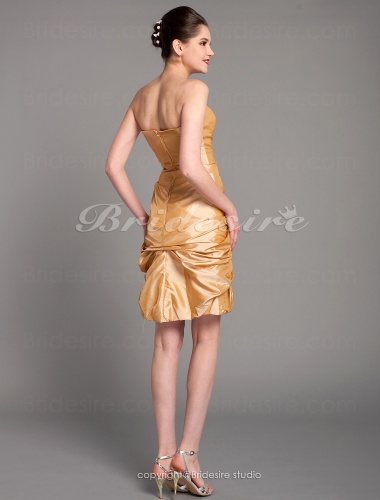 Sheath/Column Taffeta Short/Mini Strapless Bridesmaid Dress