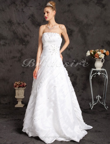 Ball Gown Strapless TaffetaFloor-length Princess Wedding Dress