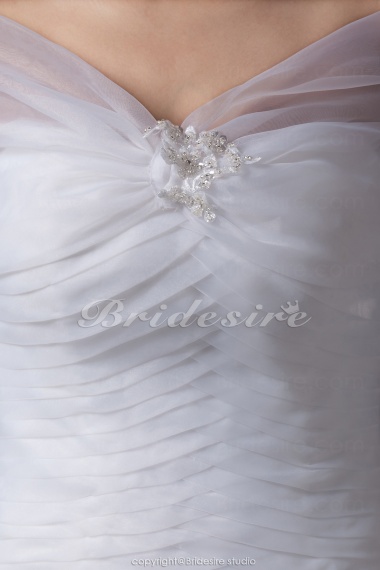 Ball Gown Off-the-shoulder Court Train Sleeveless Organza Wedding Dress
