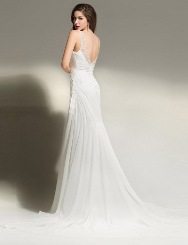 A-line Strapless Floor-length Chiffon Prom Dress