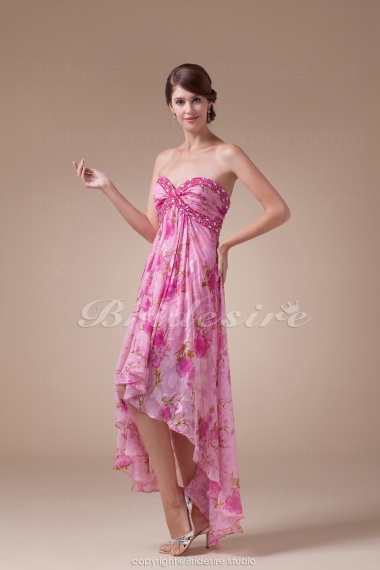 A-line Sweetheart Asymmetrical Sleeveless Chiffon Dress