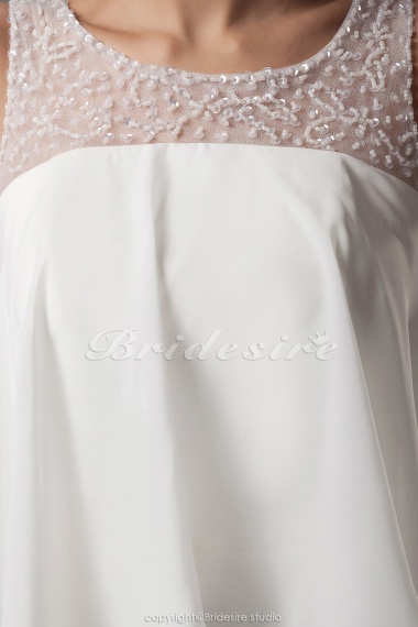 Sheath/Column Scoop Asymmetrical Sleeveless Chiffon Dress