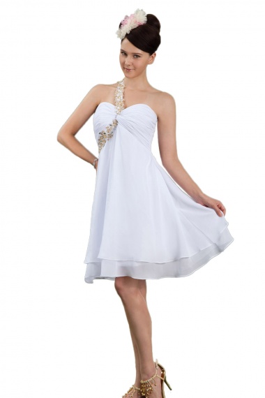 A-line Princess Halter Knee-length Chiffon Prom Dress