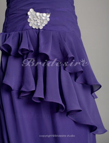 Sheath/Column Cascading Ruffles Chiffon Floor-length Bridesmaid Dress 