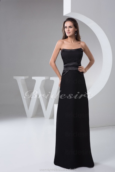 A-line Strapless Floor-length Sleeveless Chiffon Satin Bridesmaid Dress