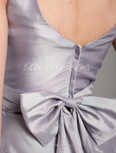 A-line Organza Over Taffeta Knee-length Straps Bridesmaid Dress